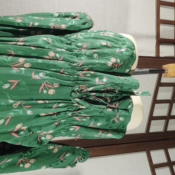 Rebecca Taylor Green Floral Silk Blouse Sz 8 - Picture 3 of 11